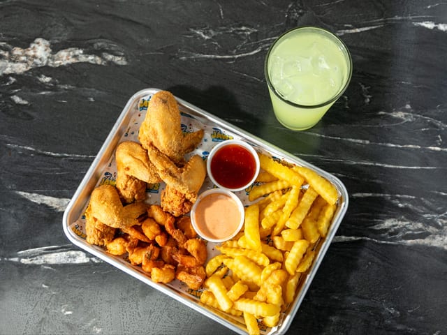 10 Shrimp & 4 Wings.