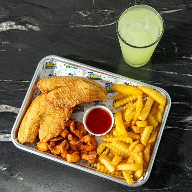 Combo #6: 2pc Fish w/10pc Shrimp or 3pc Wings or 3pc Leg N' Thigh.